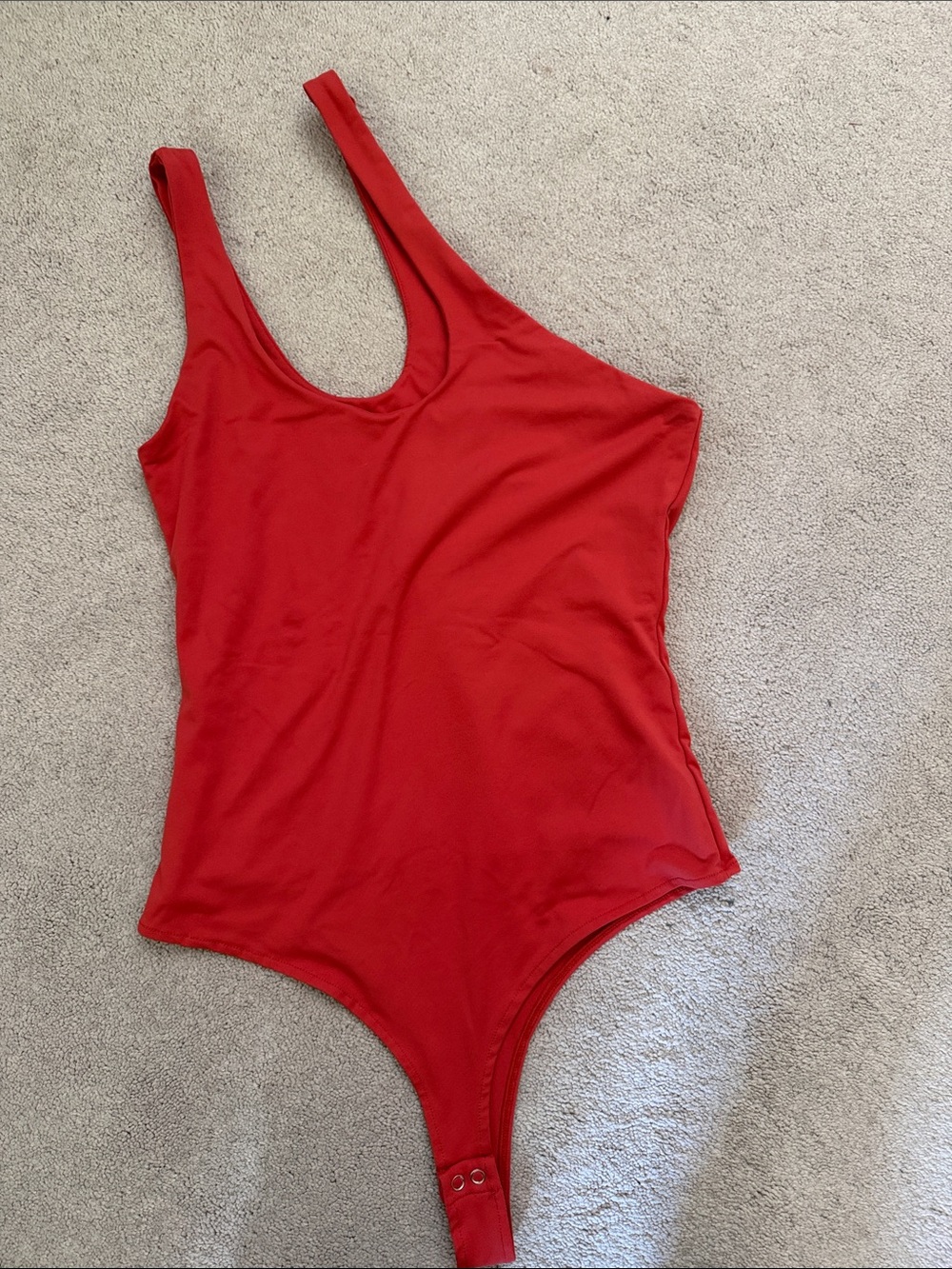 Womens coral/deep pink side shoulder One-Piece Bodysuit